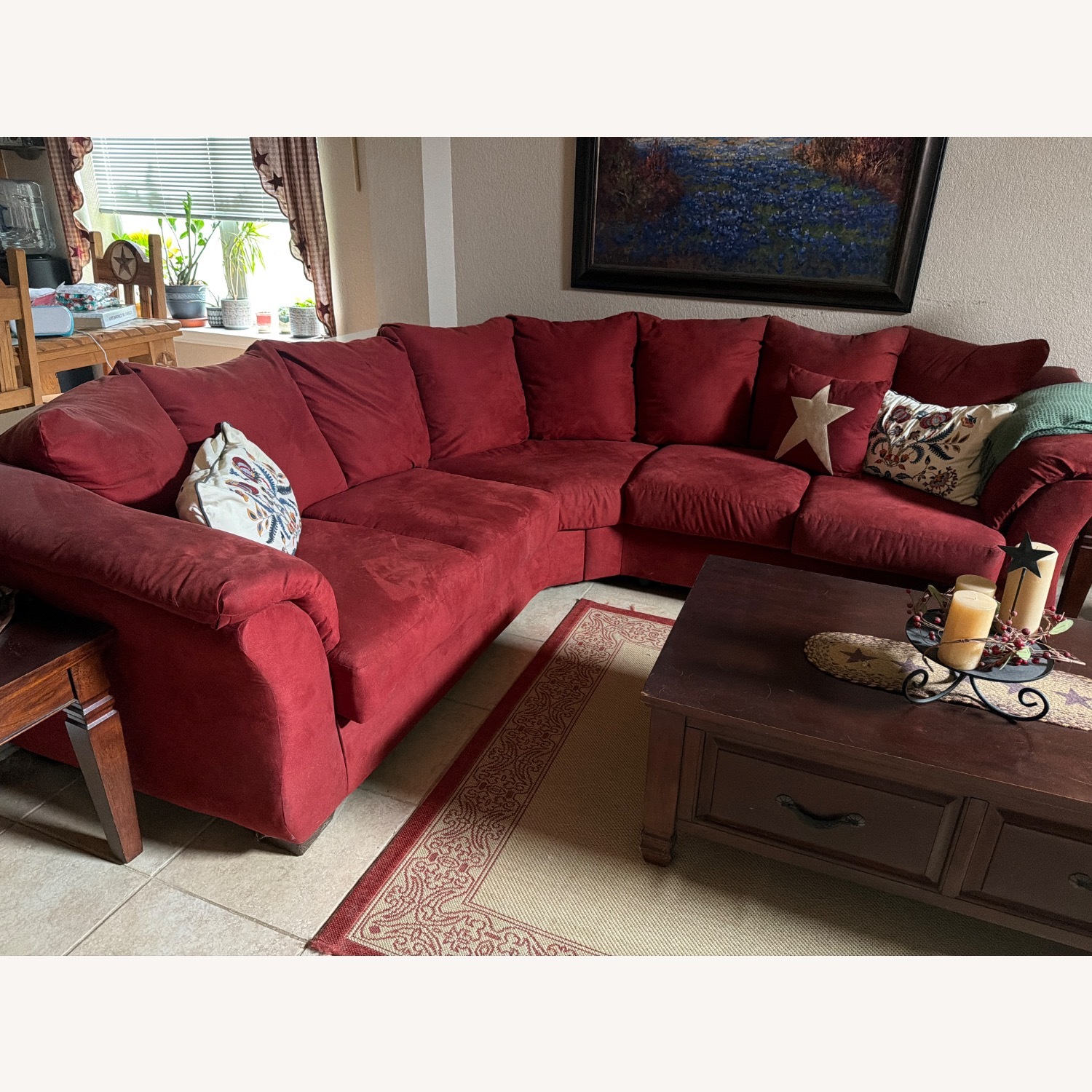Red 3 Piece Sectional - image-1