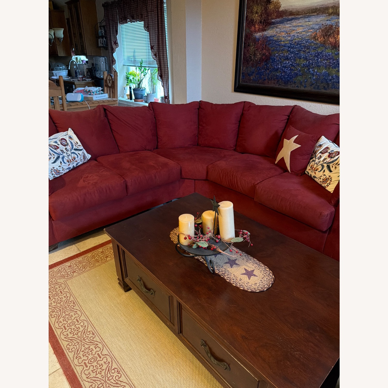 Red 3 Piece Sectional - image-3