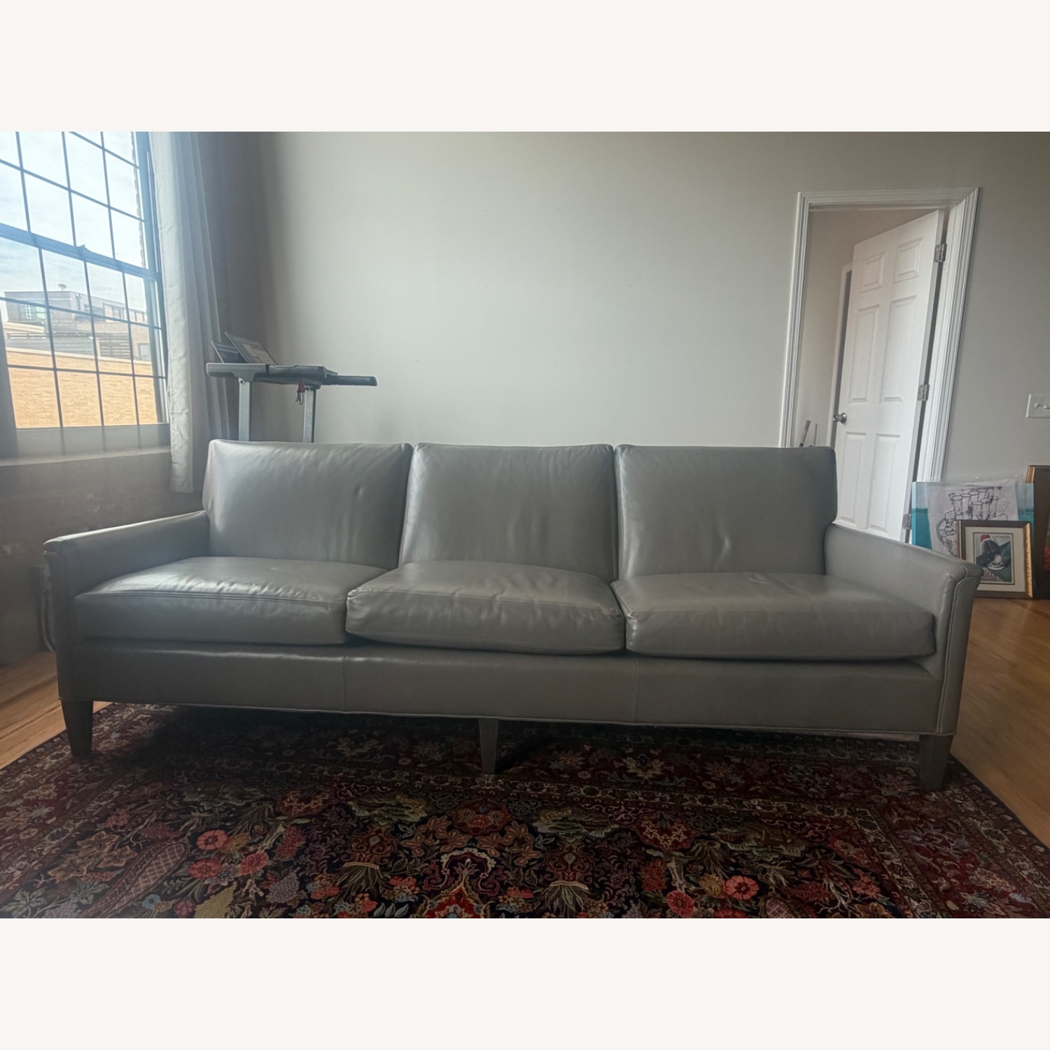 Light Gray Leather 3+ Seater Sofa - image-2