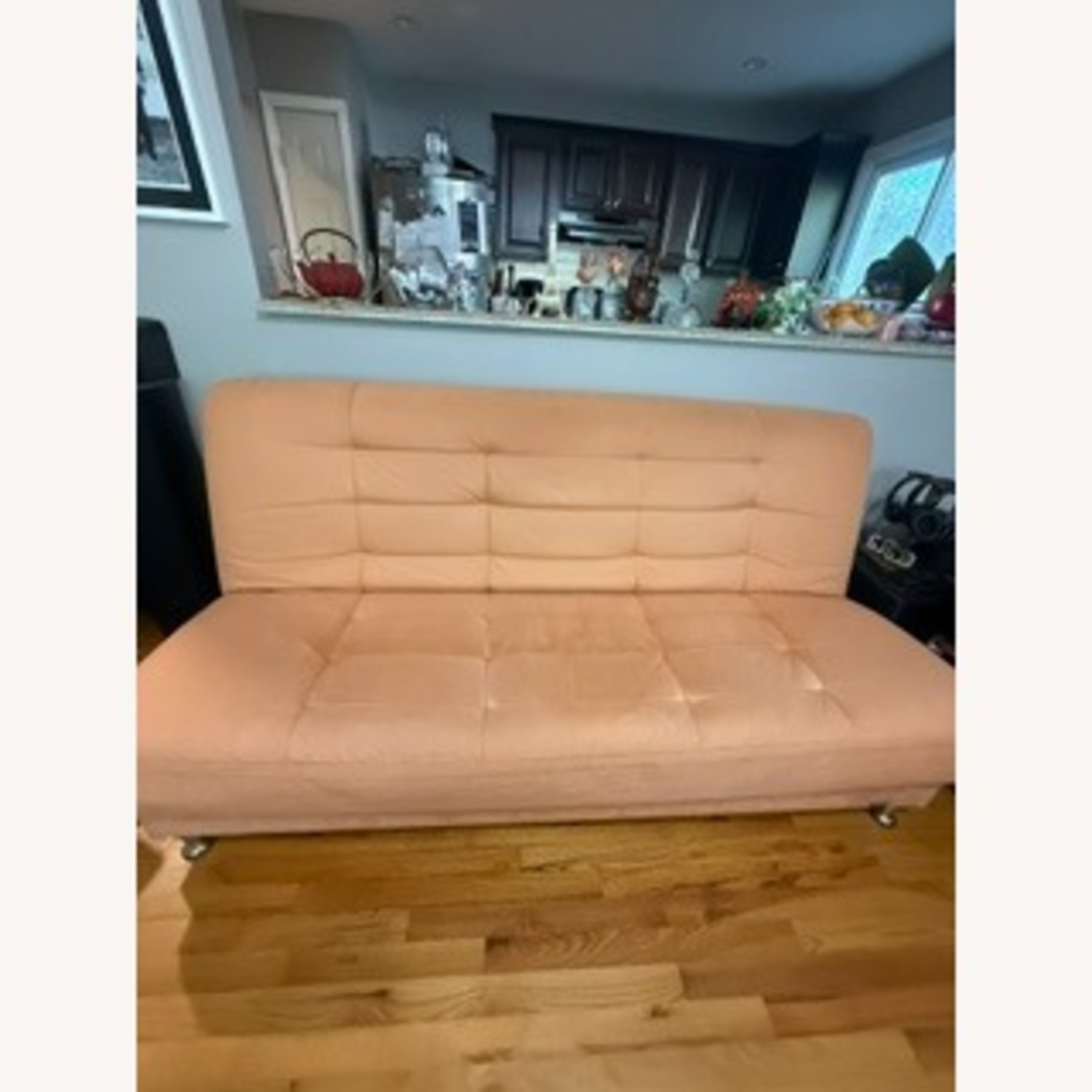Orange Sleeper Sofa With Storage Compartment - image-1