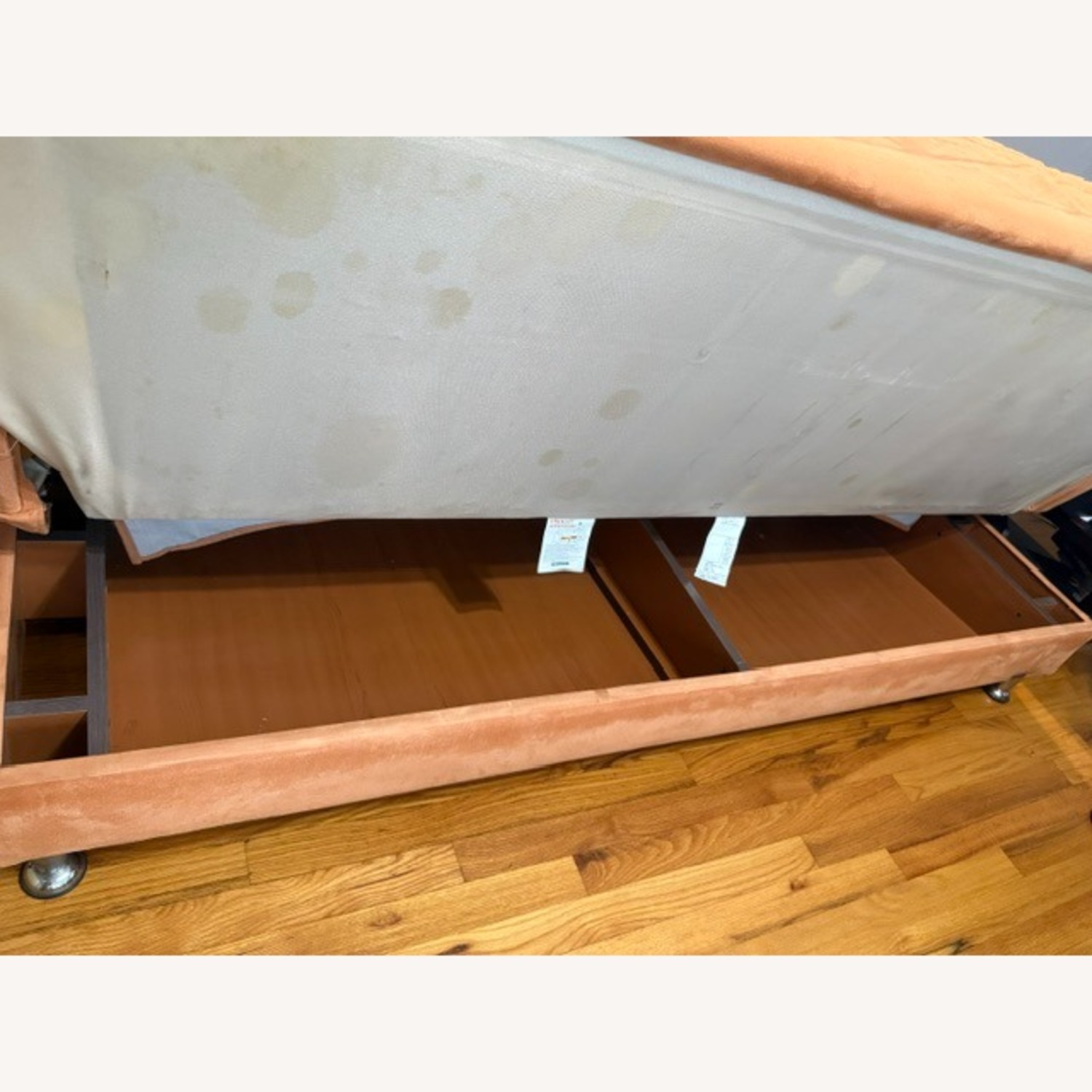 Orange Sleeper Sofa With Storage Compartment - image-4
