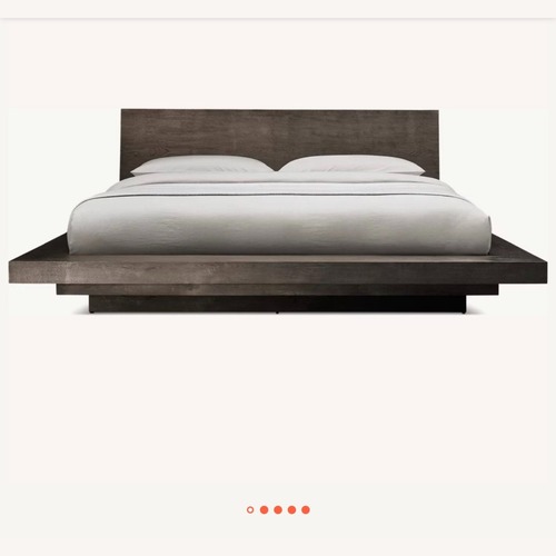 Used Restoration Hardware Grey Oak Wood King Bed  for sale on AptDeco