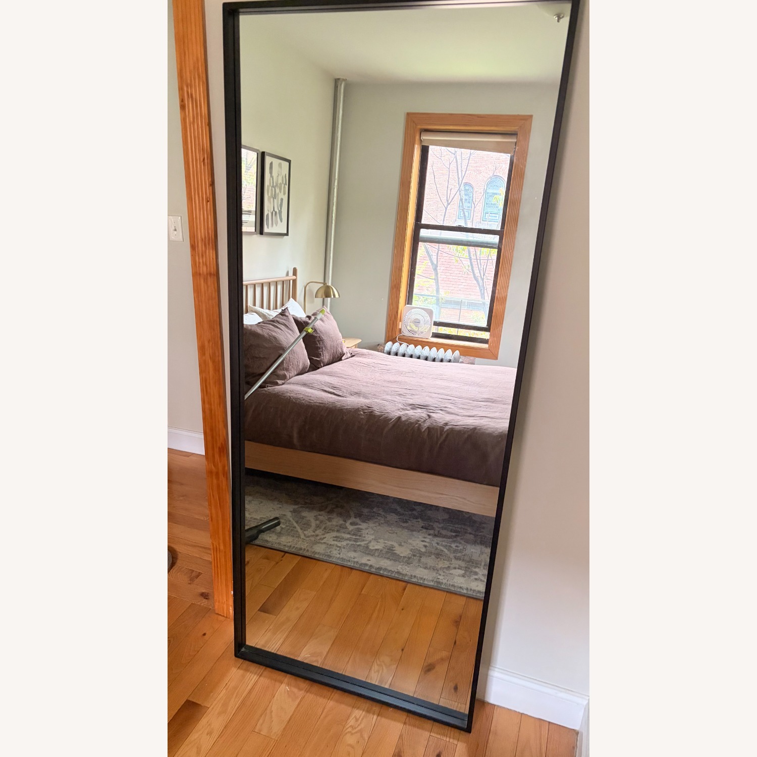 Large Black Glass Floor Mirror - image-1