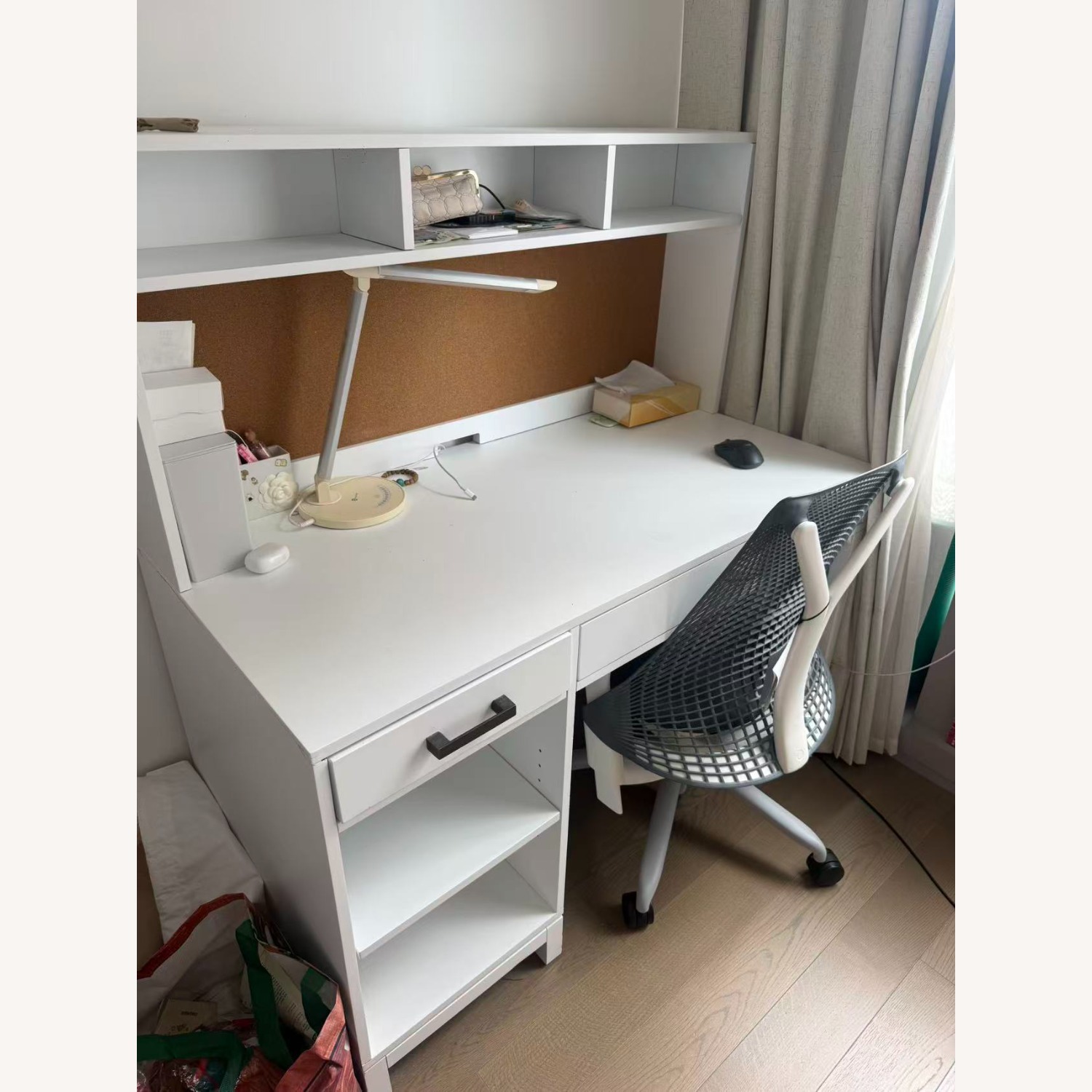 Crate & Barrel Parke White Wood Desk with Hutch - image-4