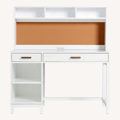 Used Crate & Barrel Parke White Wood Desk with Hutch for sale on AptDeco