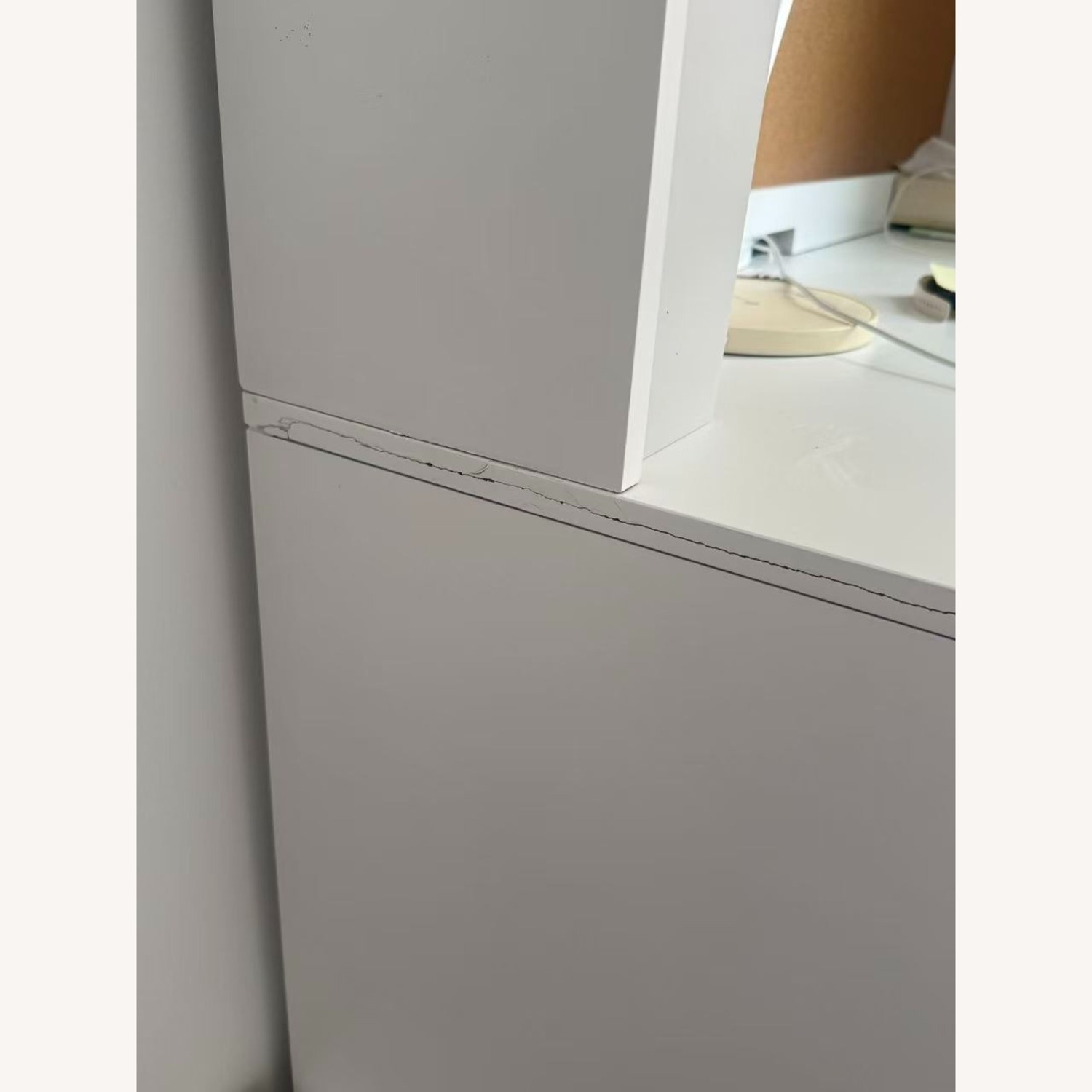 Crate & Barrel Parke White Wood Desk with Hutch - image-3