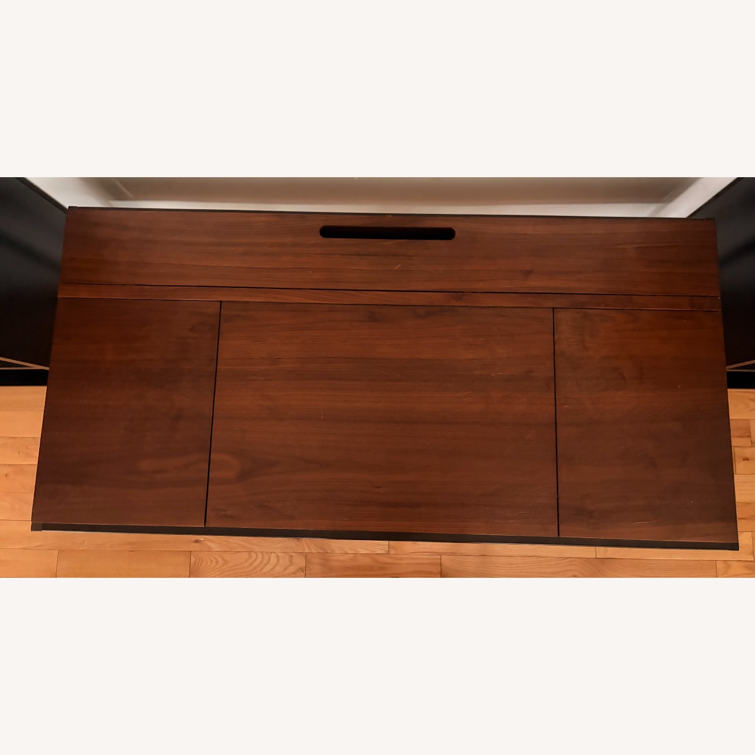 Article Oscura Dark Brown Wood Desk W Metal Frame - image-3