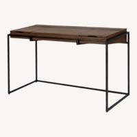 Article Oscura Dark Brown Wood Desk W Metal Frame