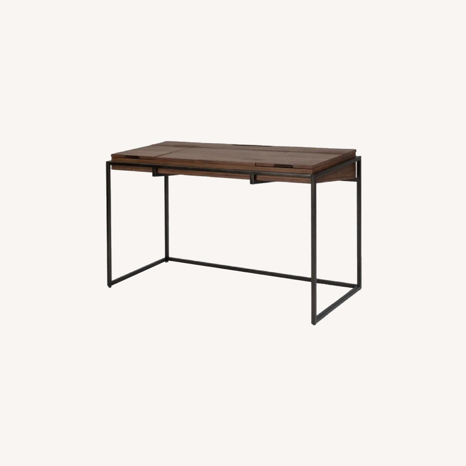 Article Oscura Dark Brown Wood Desk W Metal Frame - image-10