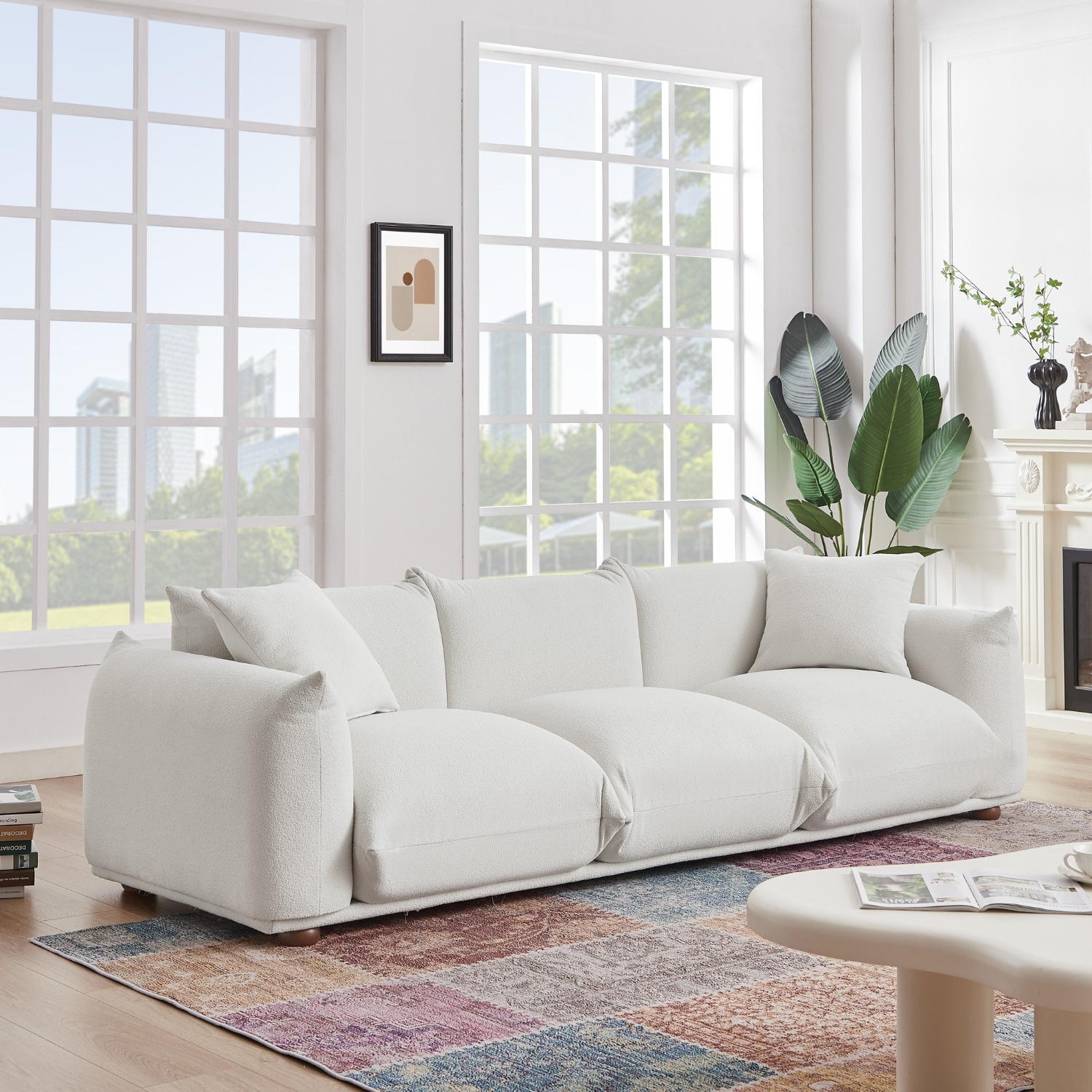 Midinmod White Fabric 3+ Seater Sofa - image-3