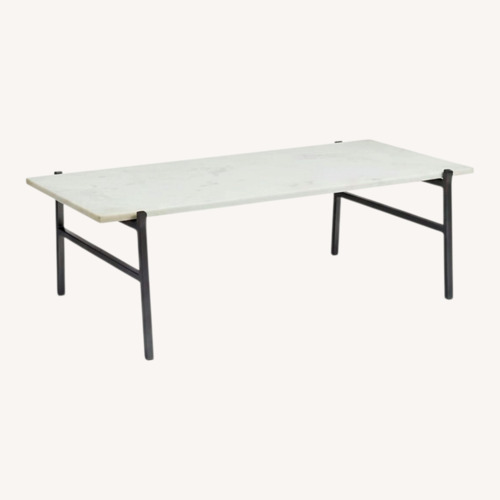 Used CB2 Slab White Marble Coffee Table for sale on AptDeco