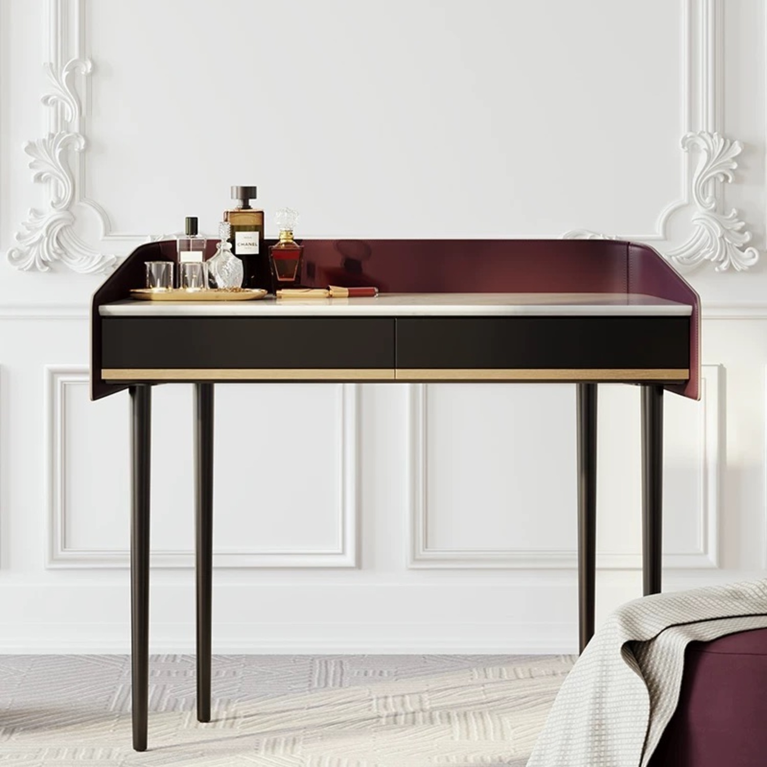 Antique Wood Vanity Desk - image-1