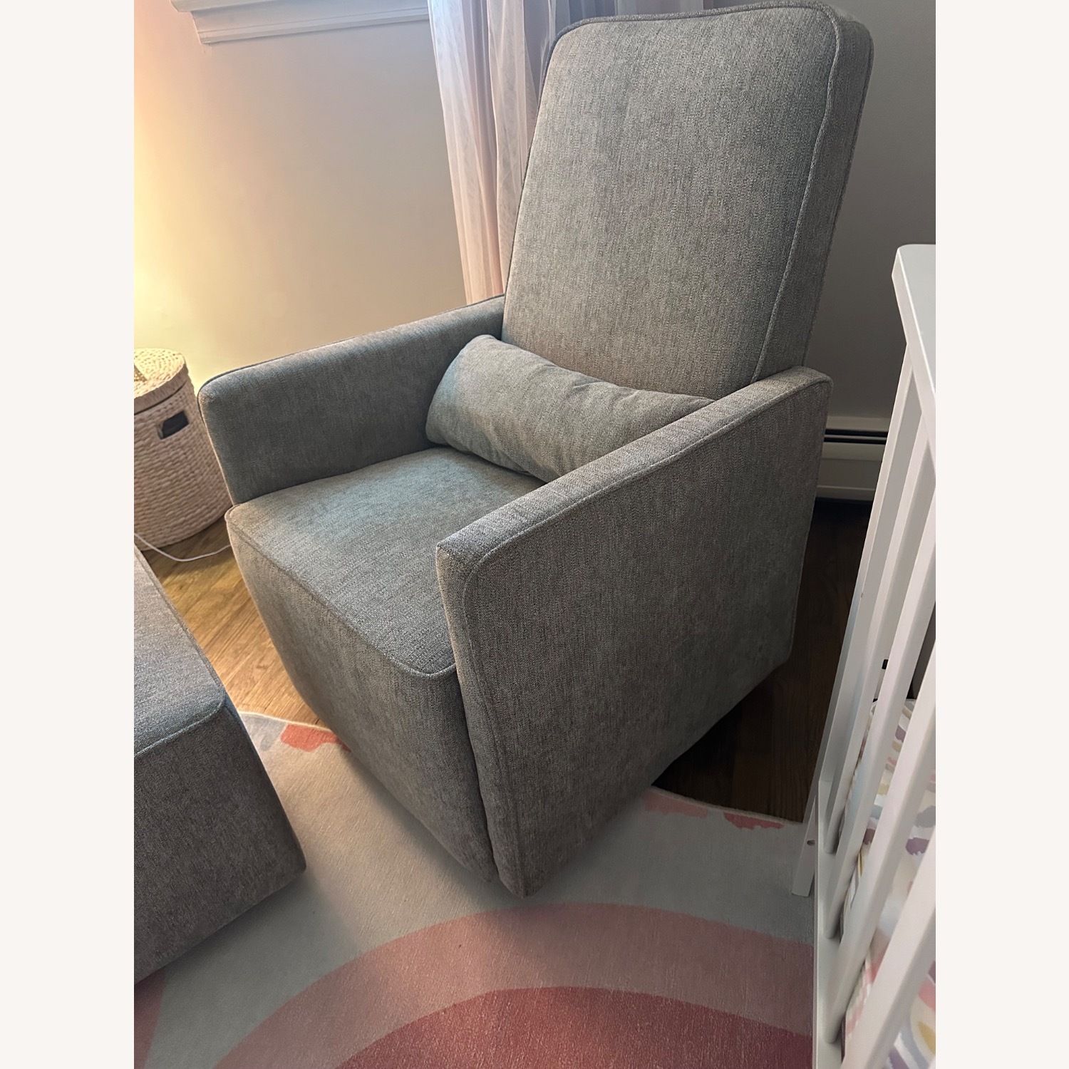 Light Gray Fabric Nursing Chair - image-2