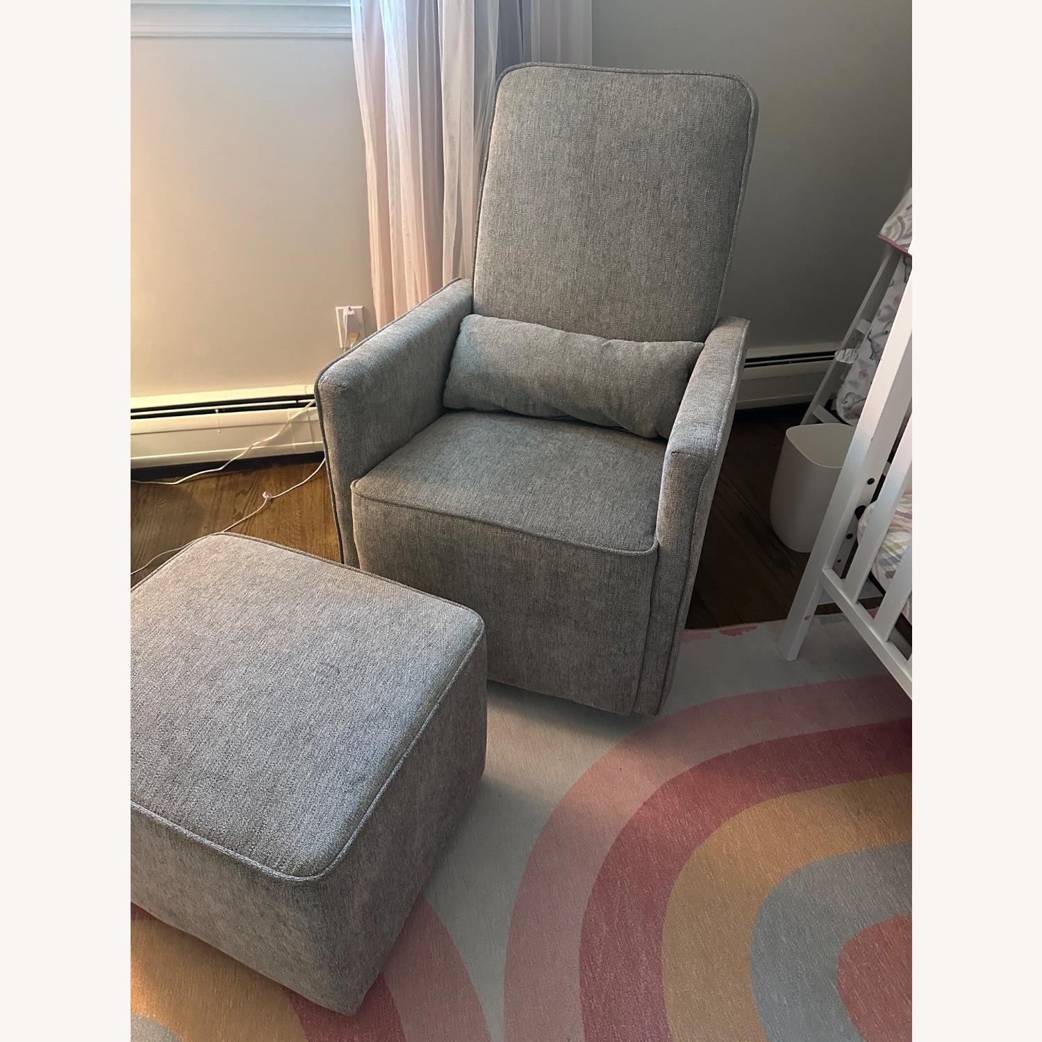 Light Gray Fabric Nursing Chair - image-1