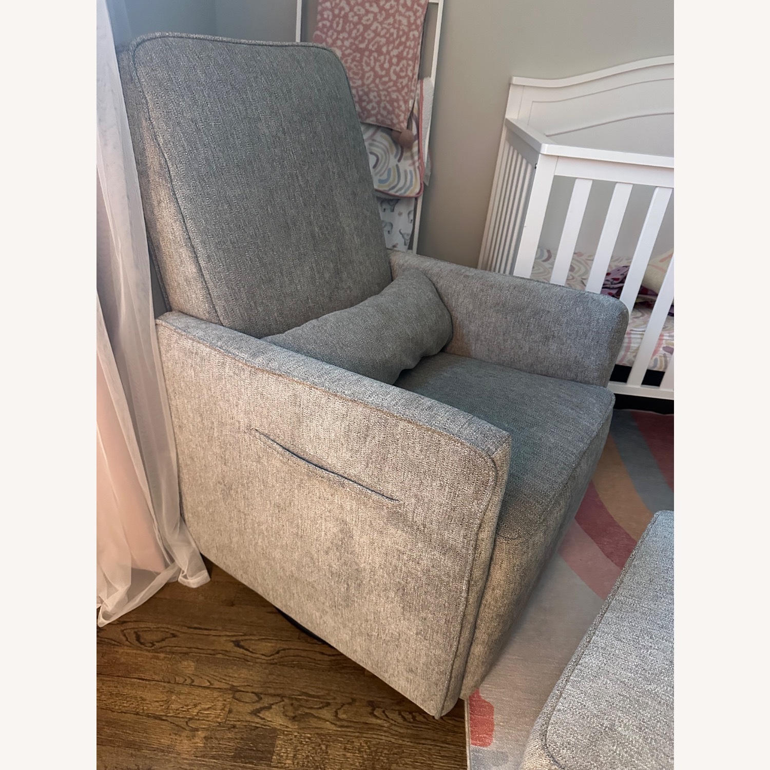 Light Gray Fabric Nursing Chair - image-3