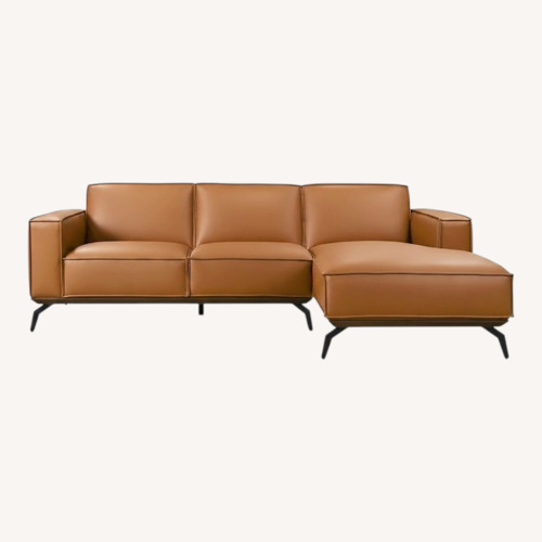 Used Faux Leather 2 Piece Sectional for sale on AptDeco