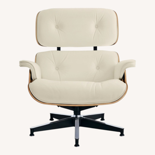 Used Off-White Leather Chair and Ottoman for sale on AptDeco