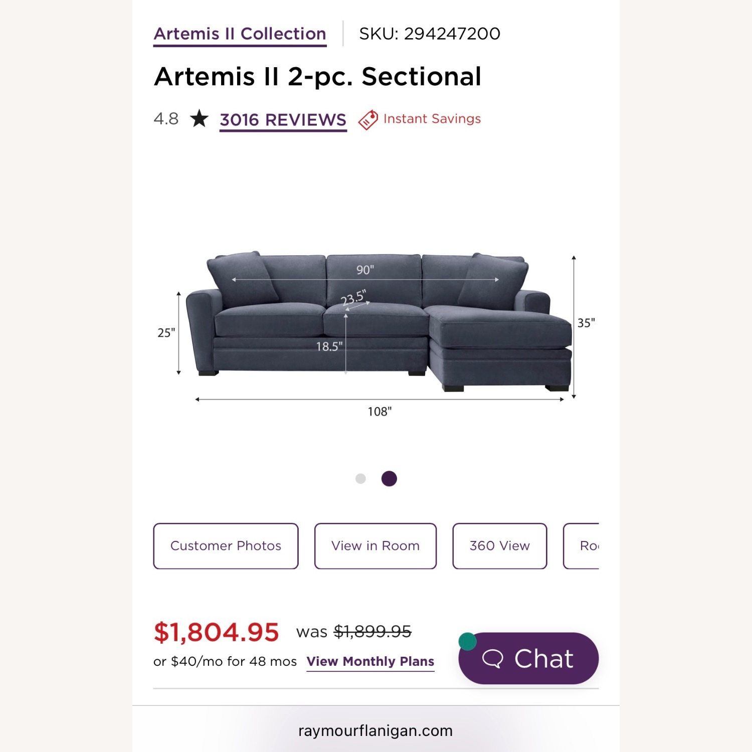 Raymour & Flanigan Artemis II 2-pc. Sectional - image-4