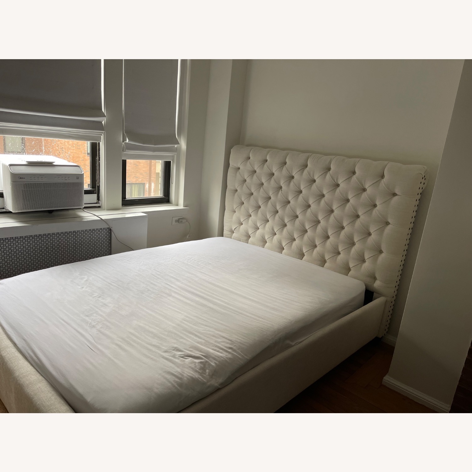 Pottery Barn Chesterfield Ivory Fabric Queen Bed - image-4