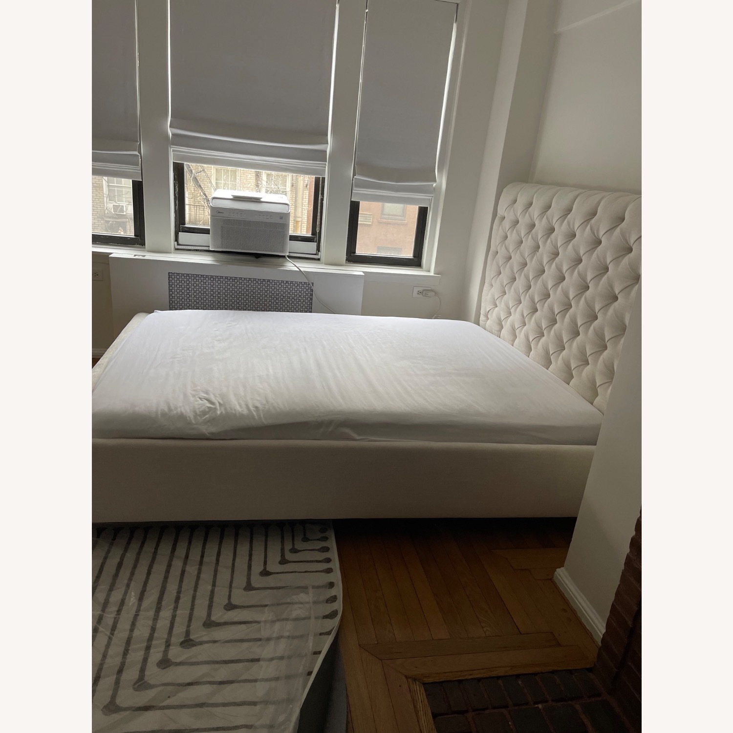 Pottery Barn Chesterfield Ivory Fabric Queen Bed - image-3