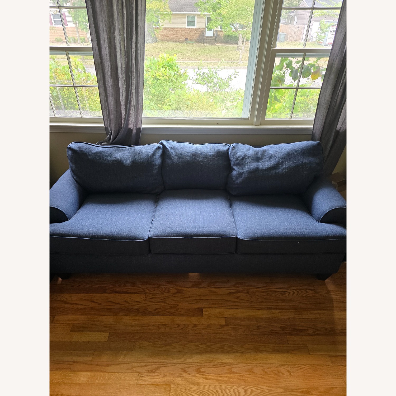 American Signature Furniture Blue Sleeper Sofa - image-1