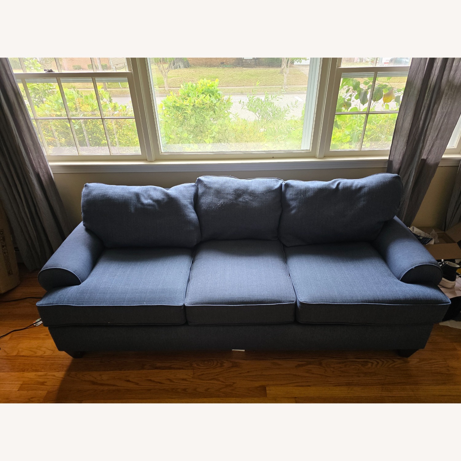American Signature Furniture Blue Sleeper Sofa - image-2