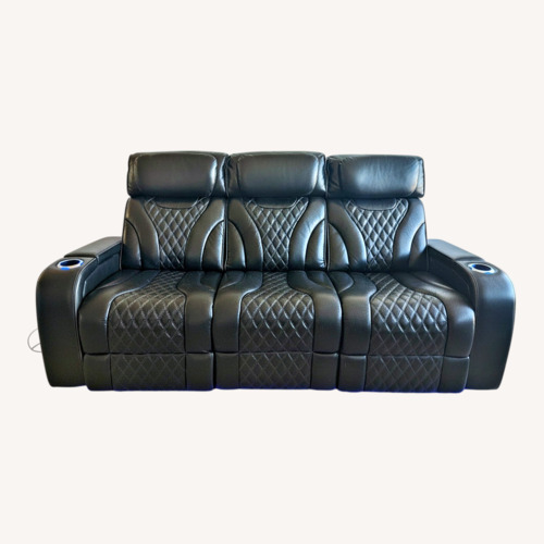 Used Bob's Discount Furniture Black Leather 3 Seat Sofa for sale on AptDeco