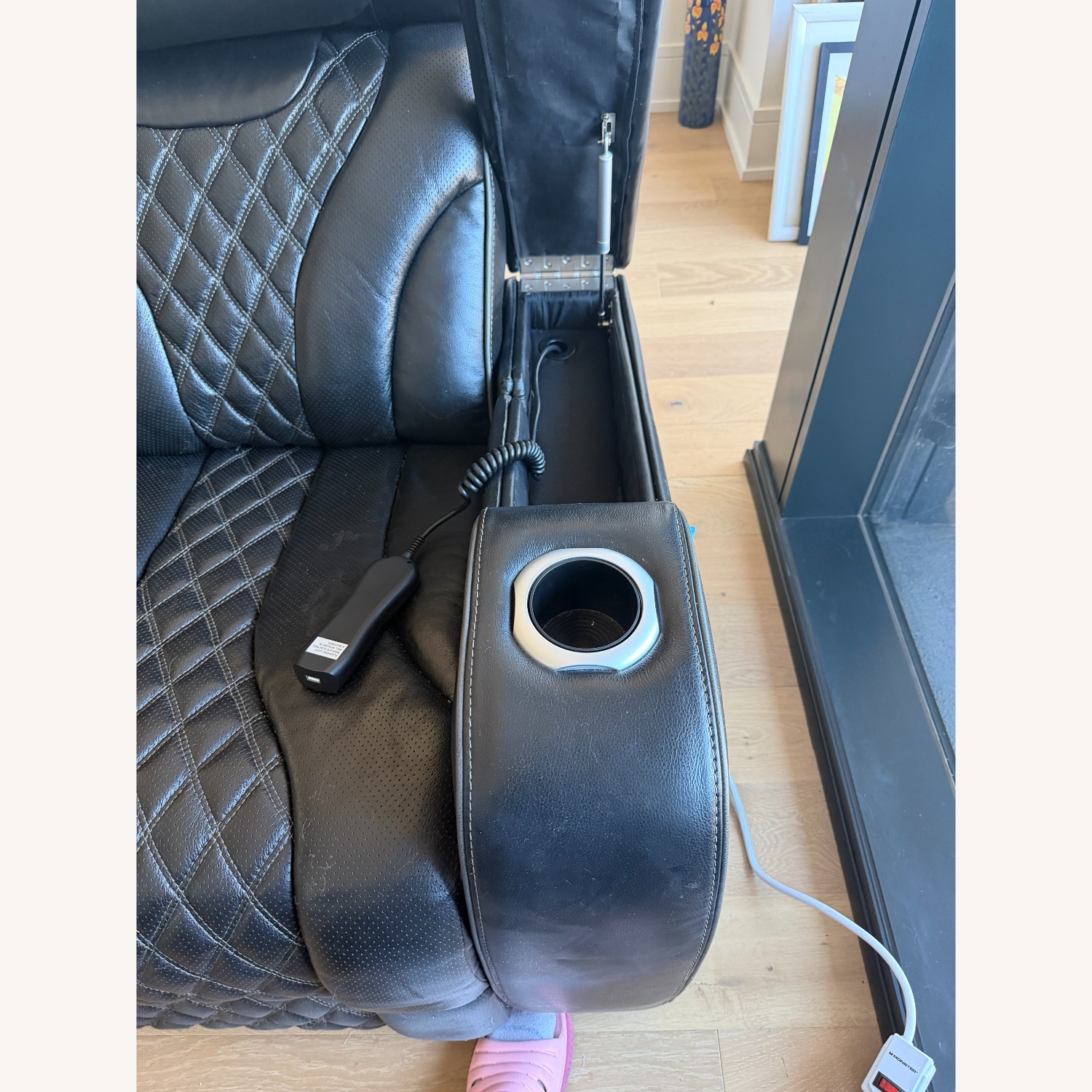 Bob's Discount Furniture Black Leather 3 Seat Sofa - image-3