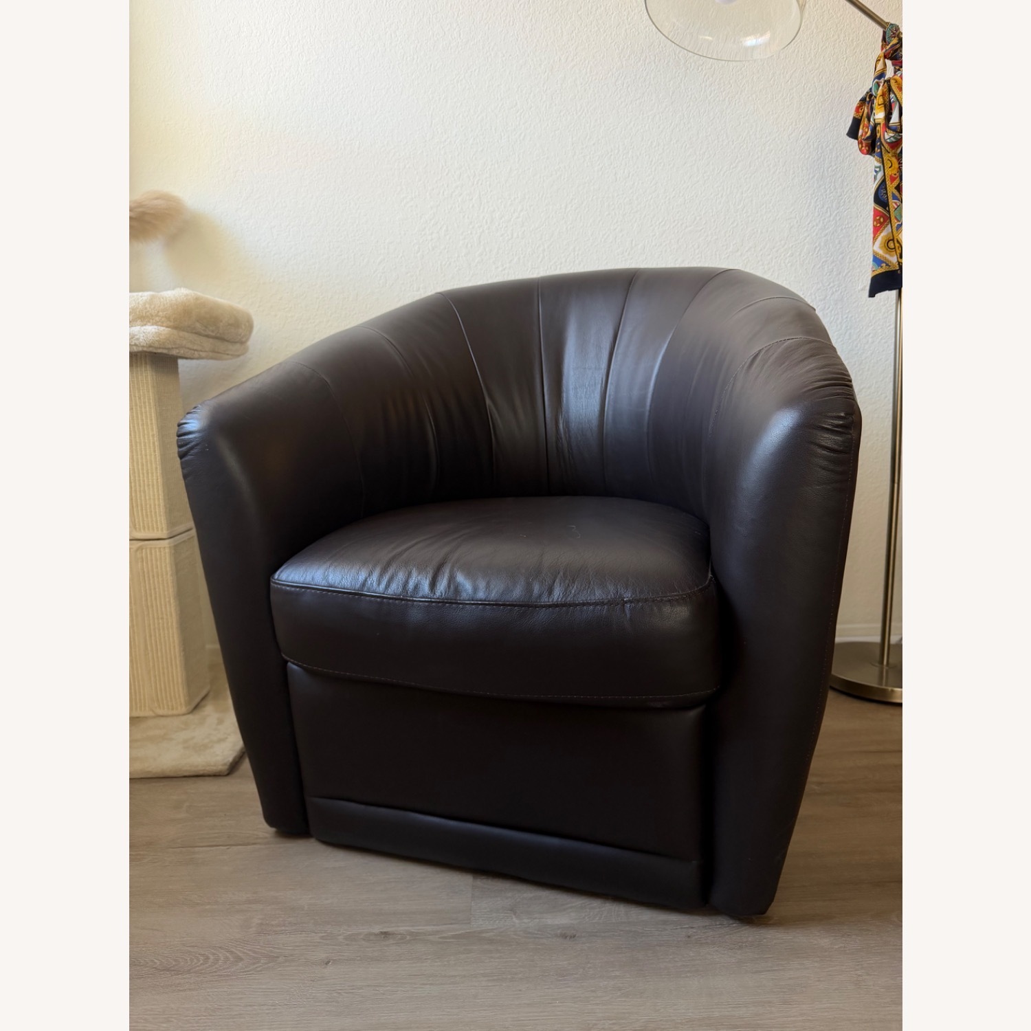 Natuzzi  Dark Brown Leather Accent Chair - image-3