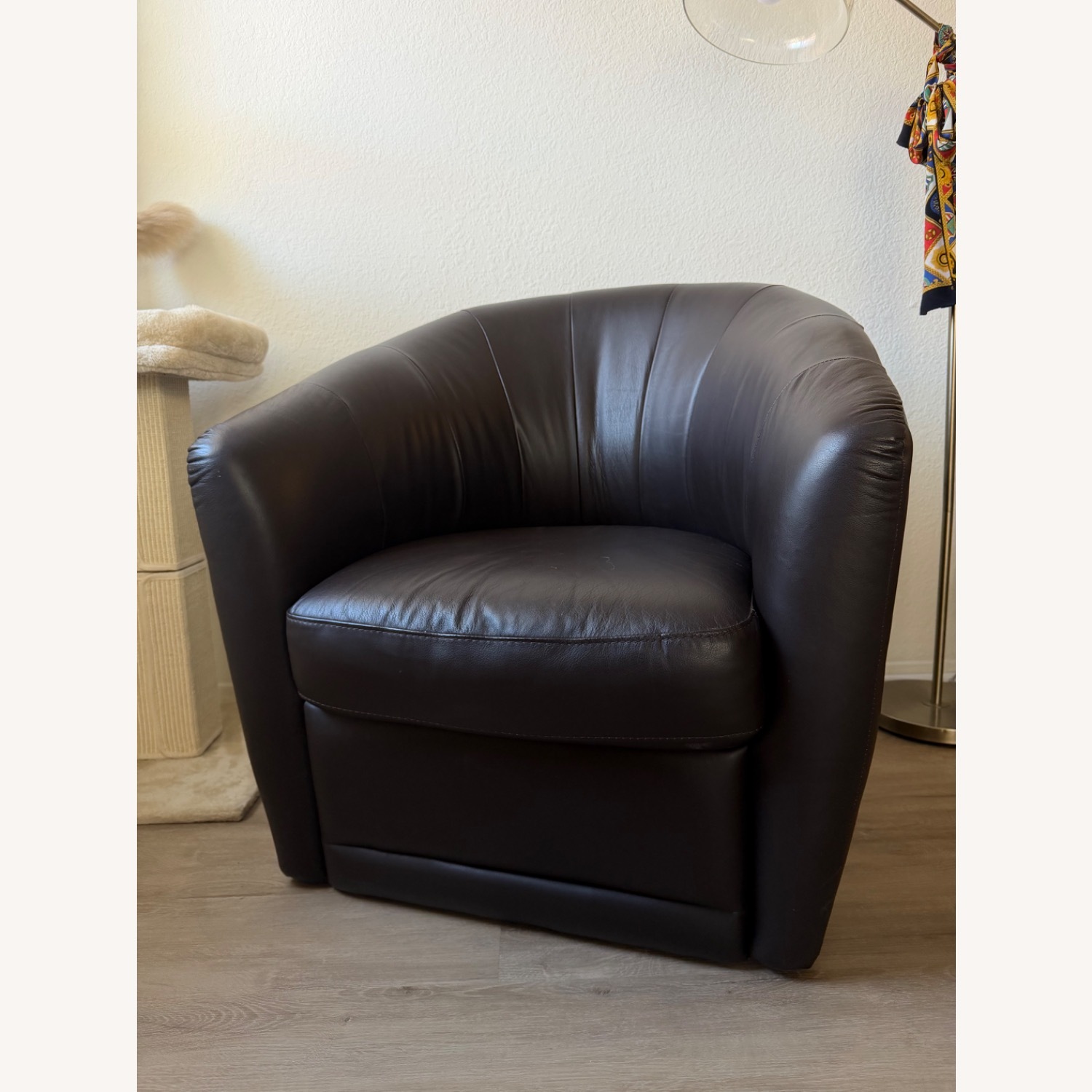 Natuzzi  Dark Brown Leather Accent Chair - image-1