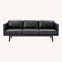 West Elm 81" Brooklyn Black Leather Couch