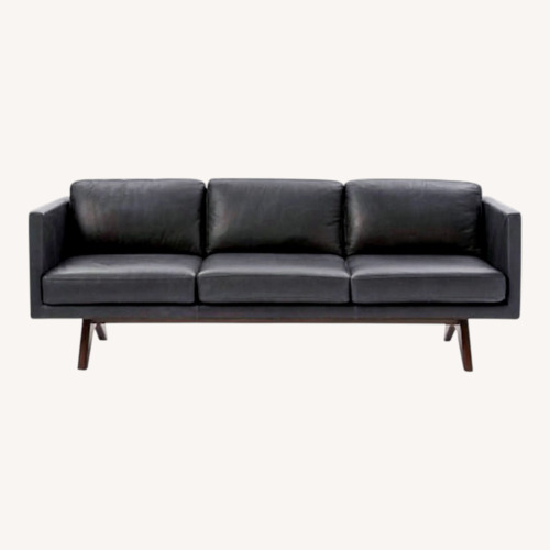 Used West Elm 81" Brooklyn Black Leather Couch for sale on AptDeco