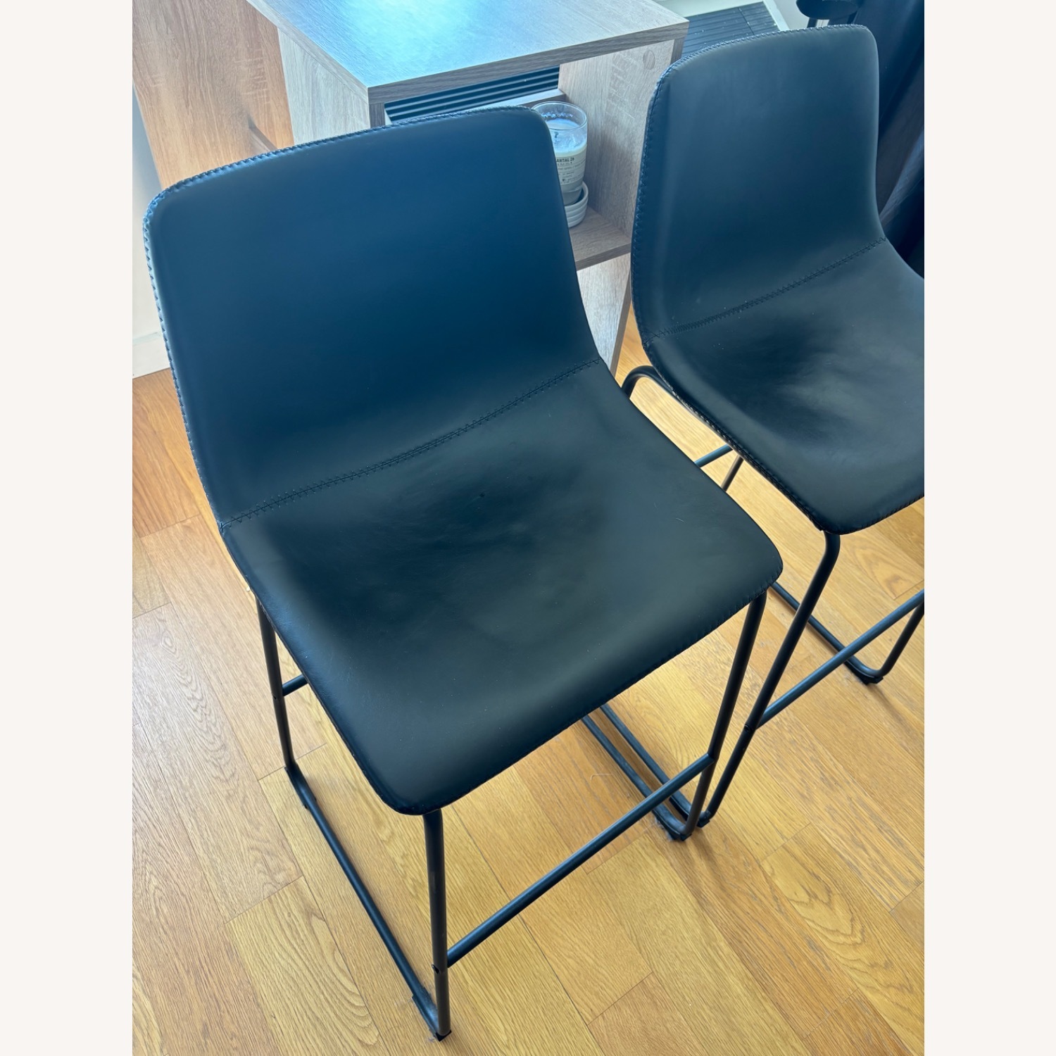 Black Faux Leather Bar Stools - image-5