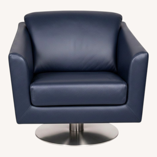 Used Lazzoni Ada 360 Blue Leather Armchair for sale on AptDeco