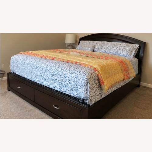 Used Raymour & Flanigan Dark Brown King Bed for sale on AptDeco