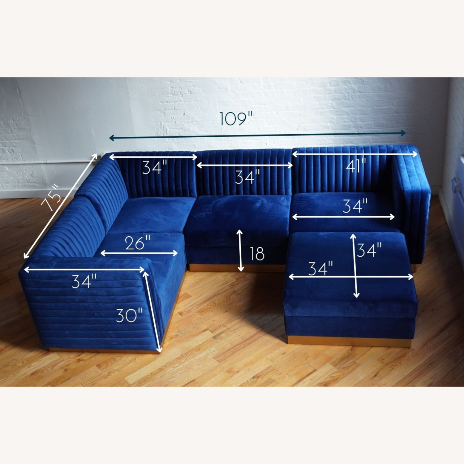 Green Velvet 3+ Piece Sectional - image-5