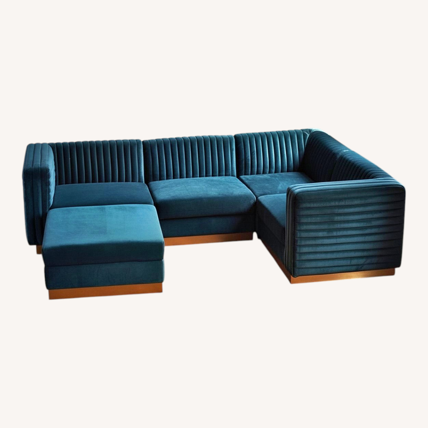 Green Velvet 3+ Piece Sectional - image-6