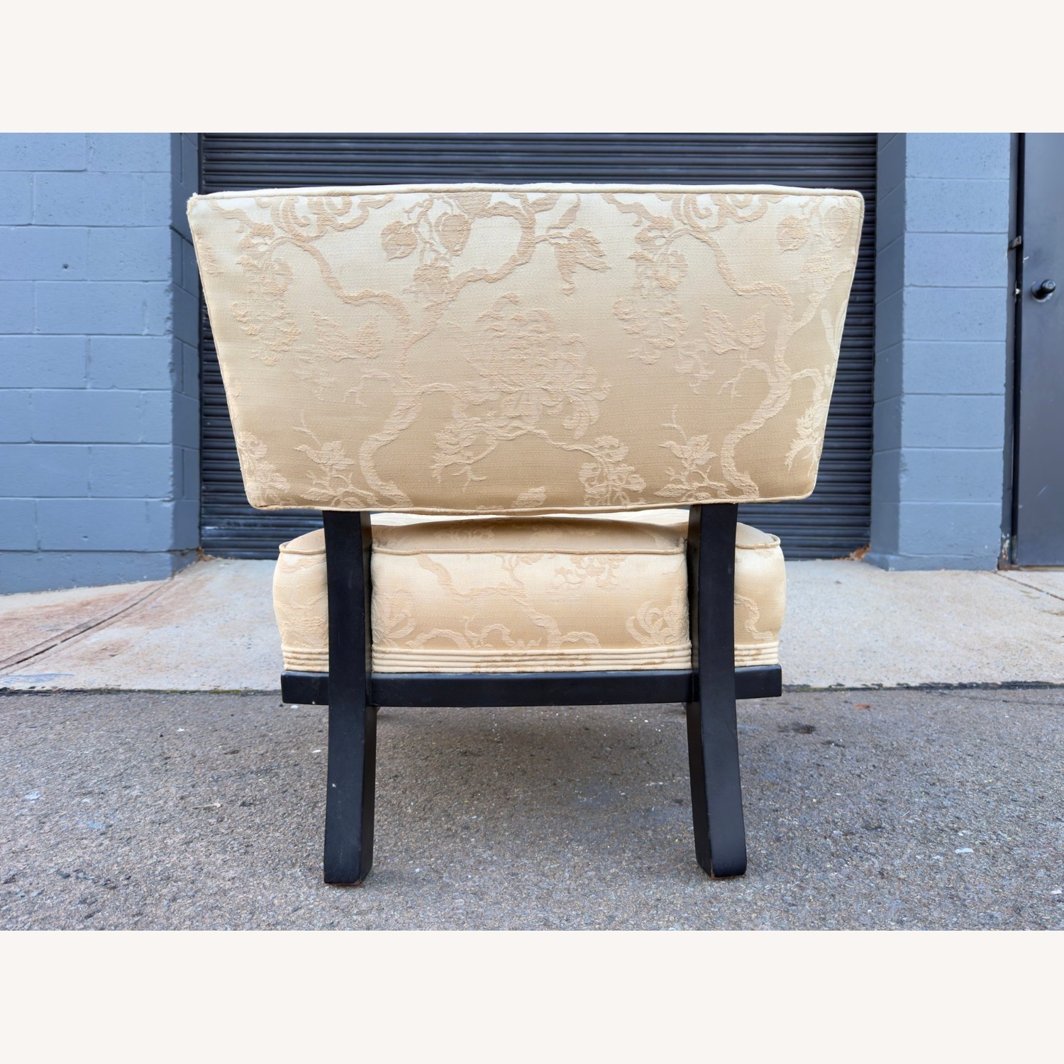 MCM Slipper Chair Ebonized Chrome Casters Tufted - image-7