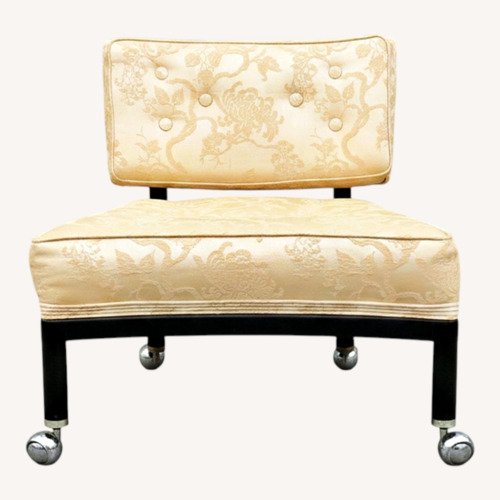 Used MCM Slipper Chair Ebonized Chrome Casters Tufted for sale on AptDeco