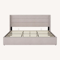 Allewie Light Beige Fabric King Bed 