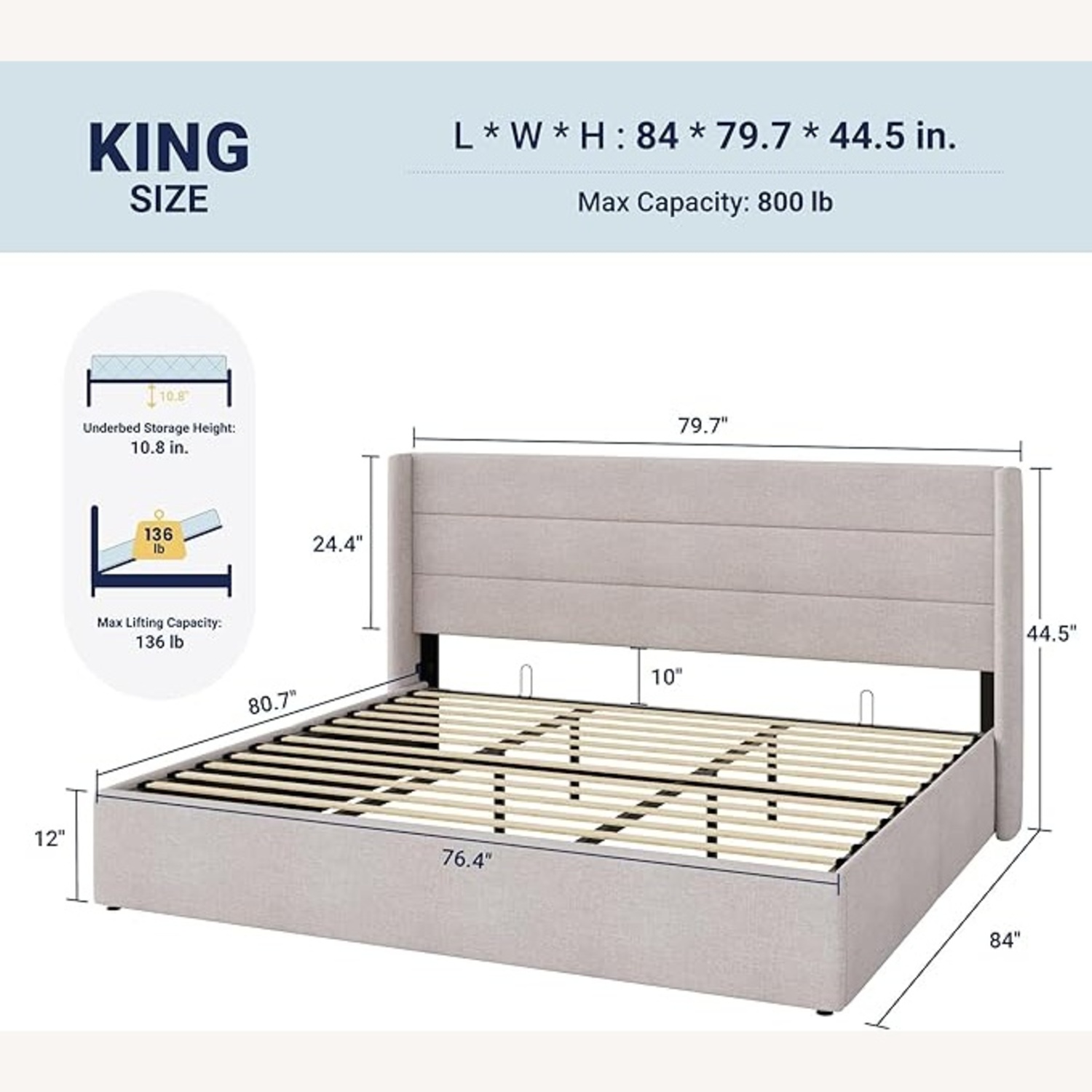 Allewie Light Beige Fabric King Bed  - image-5