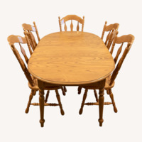 Handcrafted Oak Dining Table W 6 Chairs