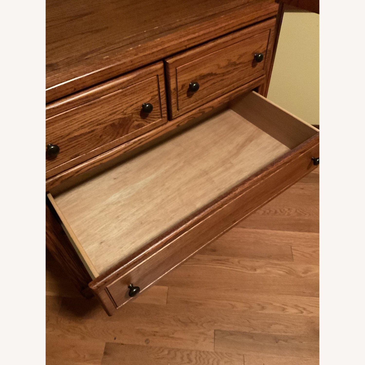Dark Brown Oak Armoire with Five Drawers  - image-4