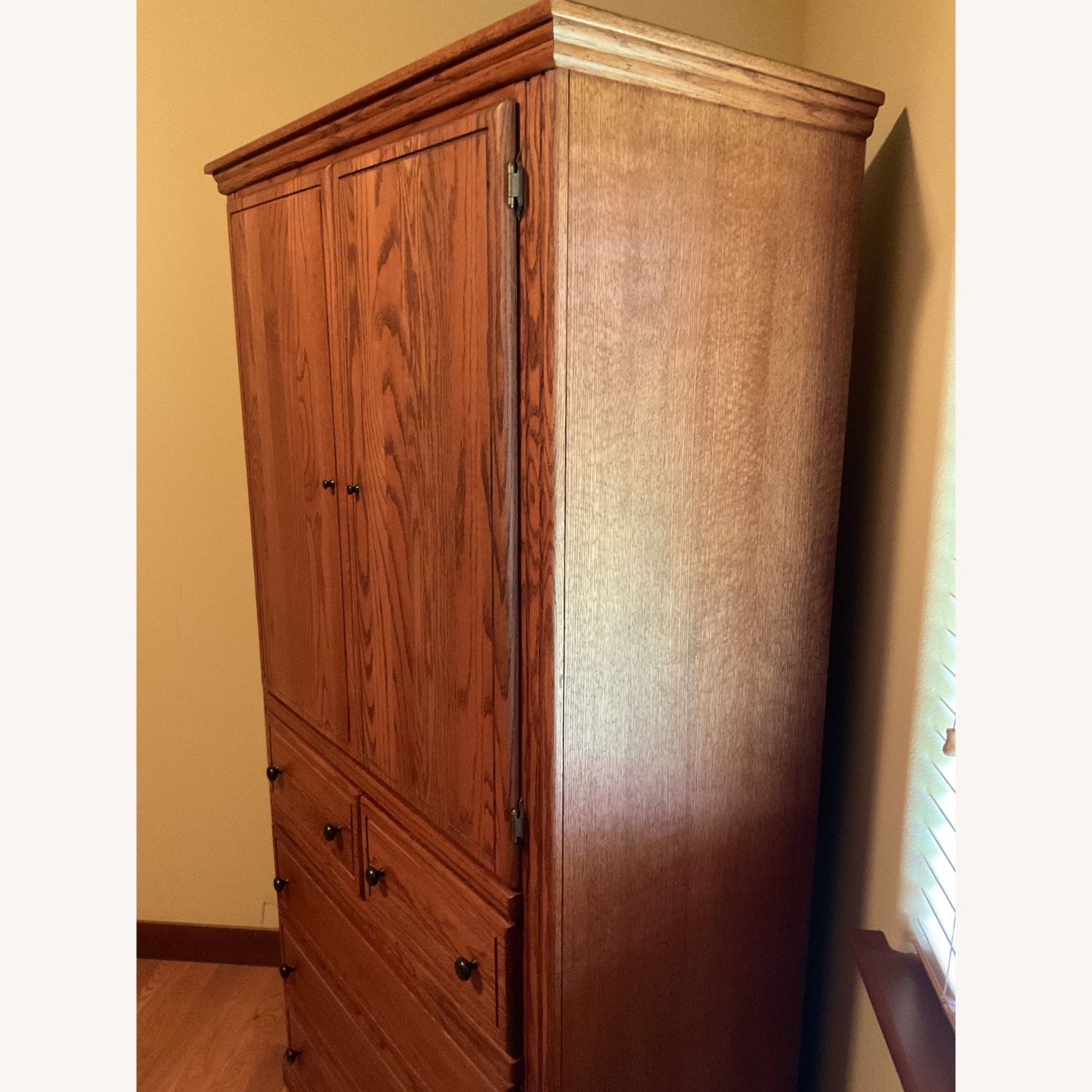 Dark Brown Oak Armoire with Five Drawers  - image-2