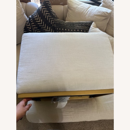 Used Restoration Hardware White Fabric Ottoman for sale on AptDeco