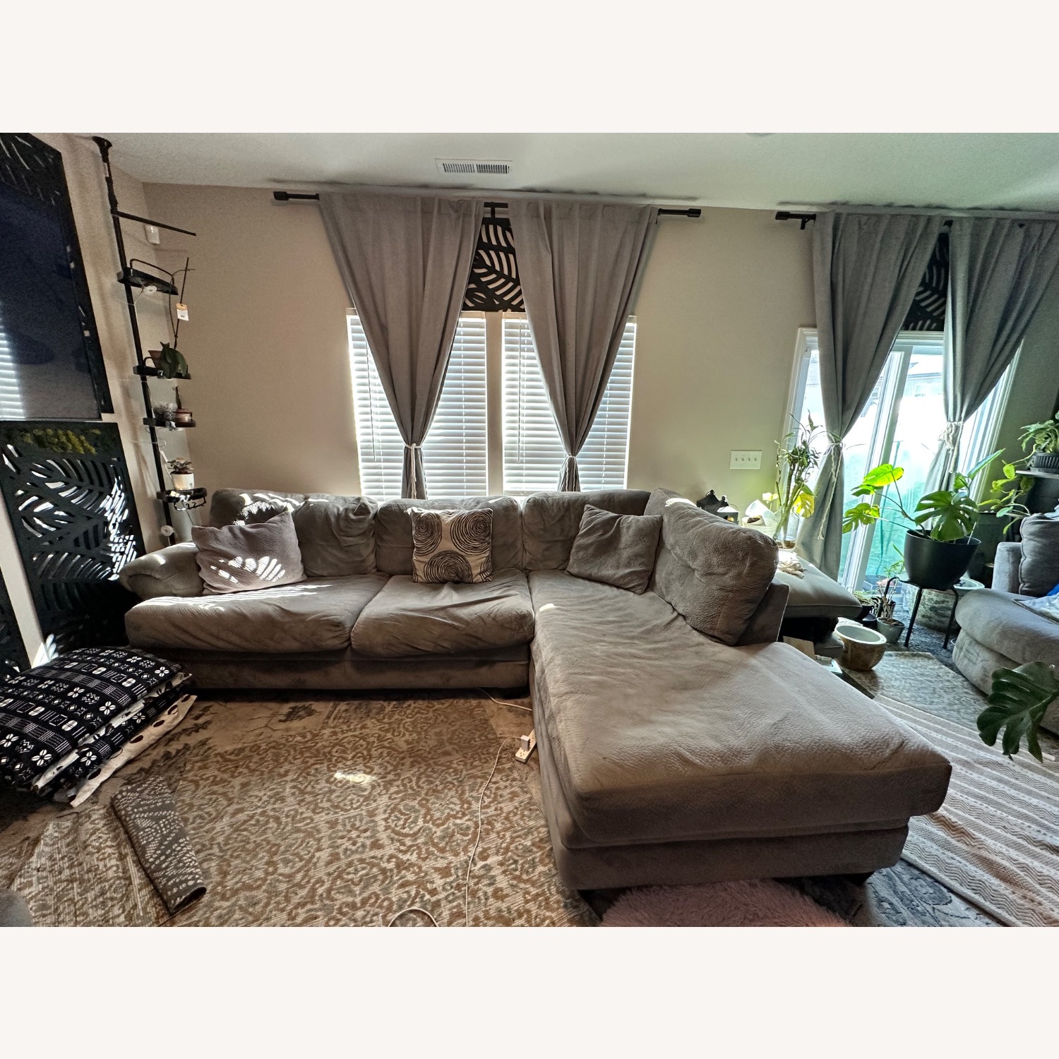 Dark Gray Fabric 2 Piece Sectional - image-7