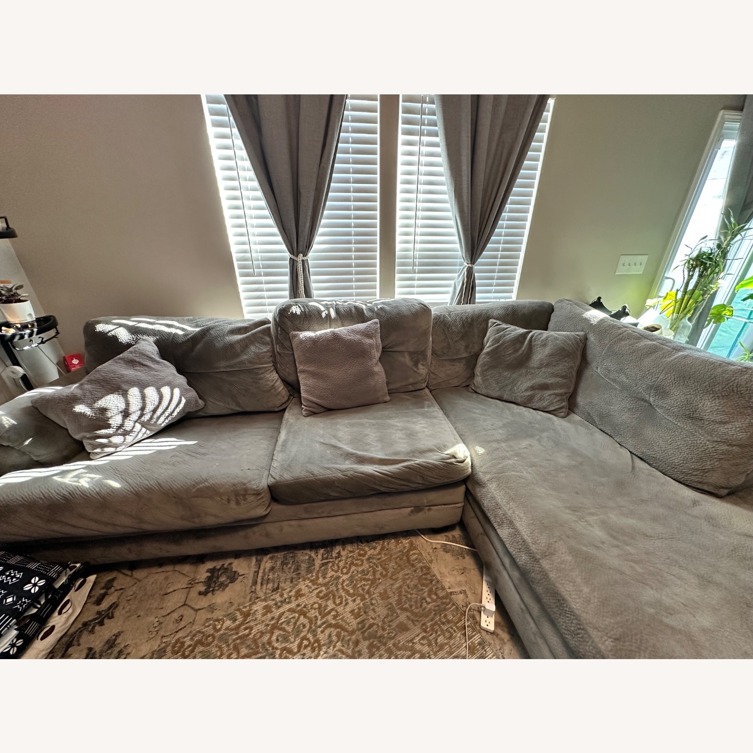 Dark Gray Fabric 2 Piece Sectional - image-1