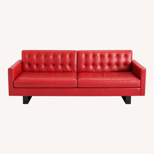 Used Room & Board Wells Red Leather 2 Seater Sofa for sale on AptDeco