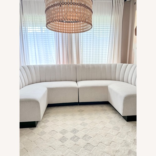 Used Williams Sonoma Garbo Natural Fabric Bench for sale on AptDeco