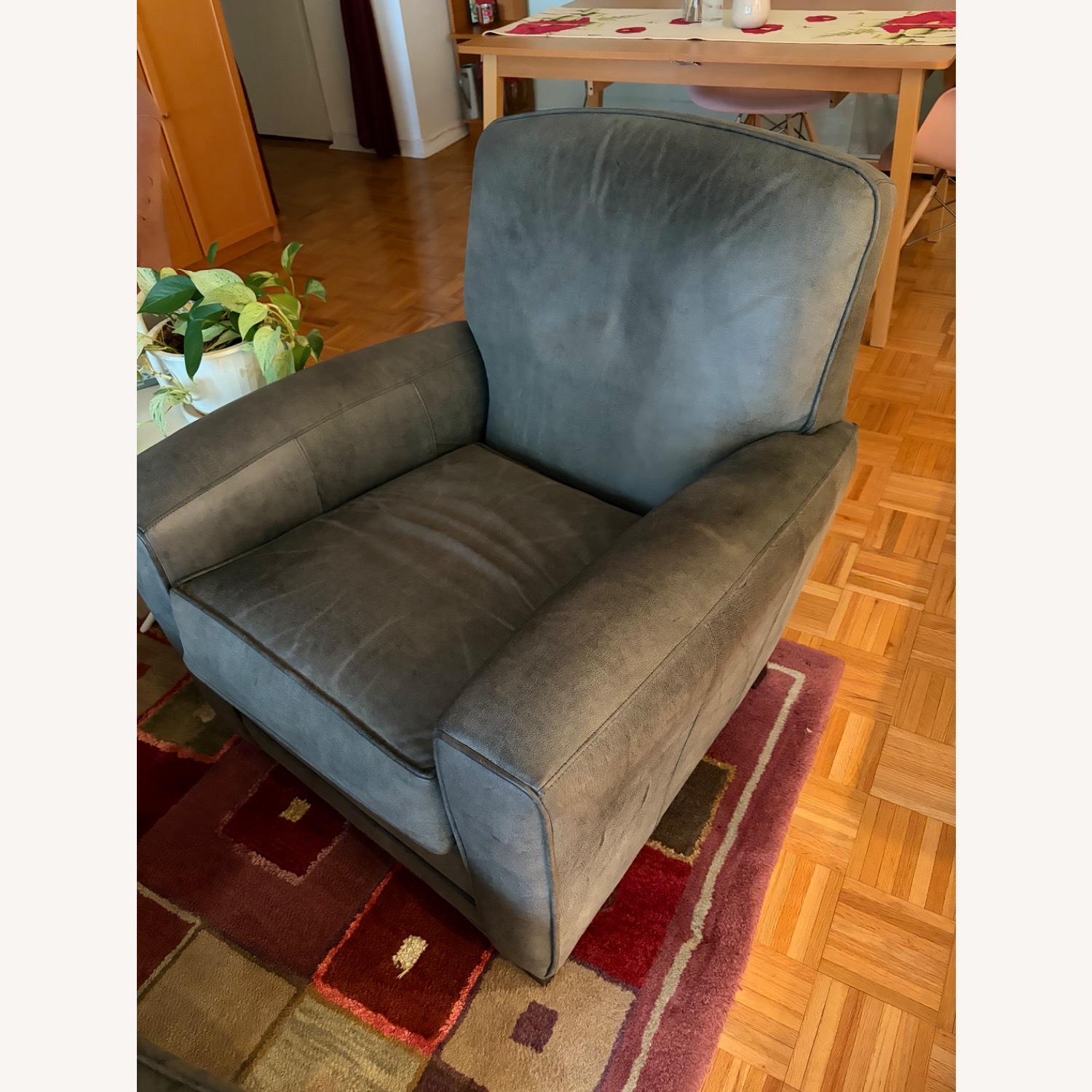Ethan Allen Green Leather Armchair - image-3